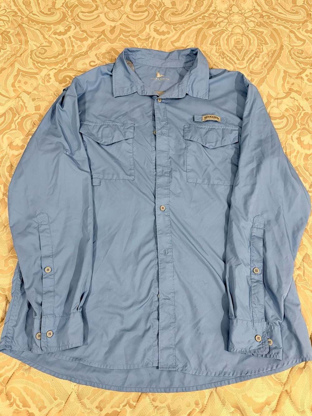 Field & Stream Long Sleeve Fishing Shirt XL Blue Button Down